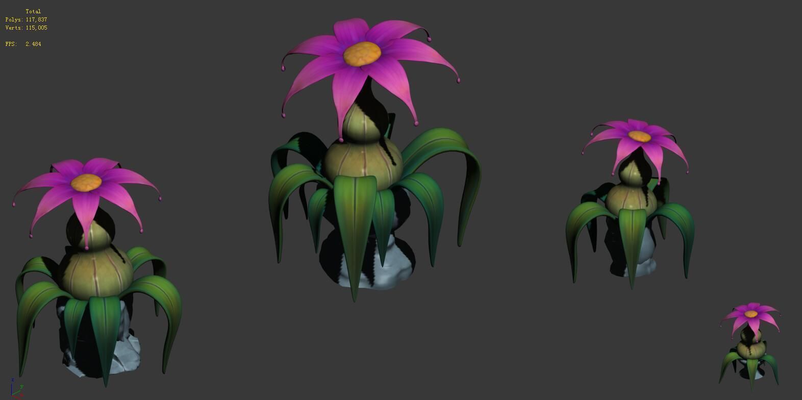 Cartoon Sky City - Hibiscus Flower 3D model_1