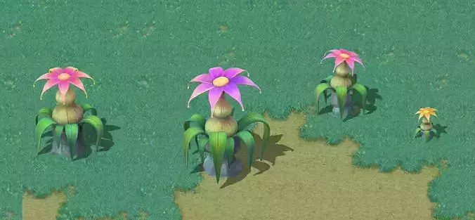 Cartoon Sky City - Hibiscus Flower