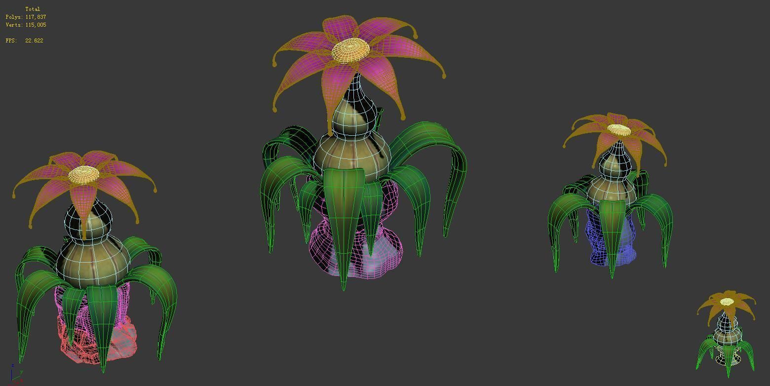 Cartoon Sky City - Hibiscus Flower 3D model_2
