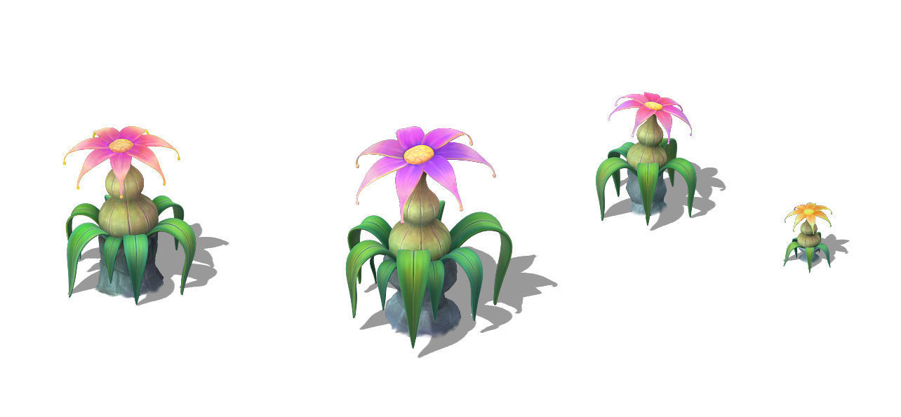Cartoon Sky City - Hibiscus Flower 3D model_4