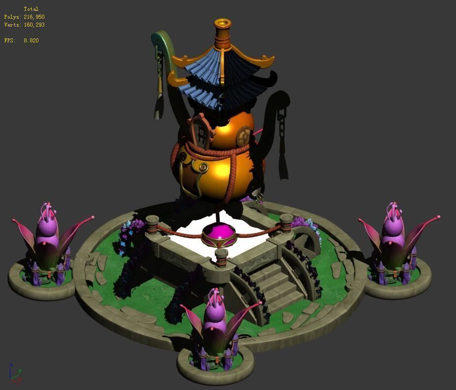 Cartoon Sky City - Laojun furnace 3D model_1
