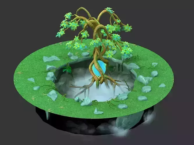 Cartoon Sky City - Cool Heavenly Tree 3D model