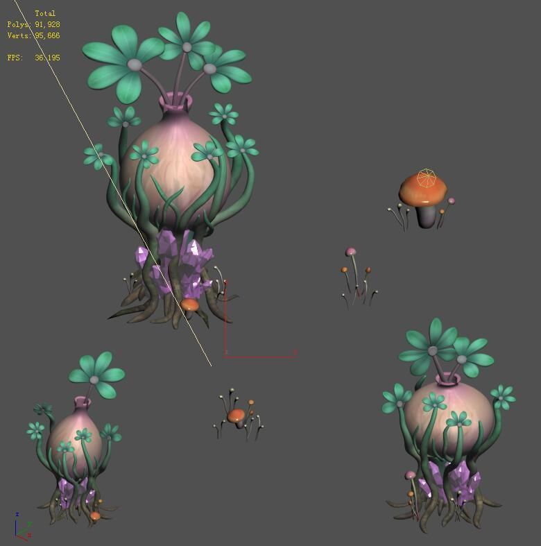 Cartoon Sky City - Water Bottle Grass 3D model_1