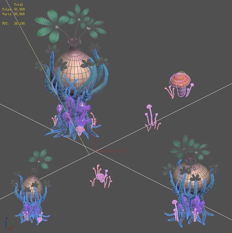 Cartoon Sky City - Water Bottle Grass 3D model_2