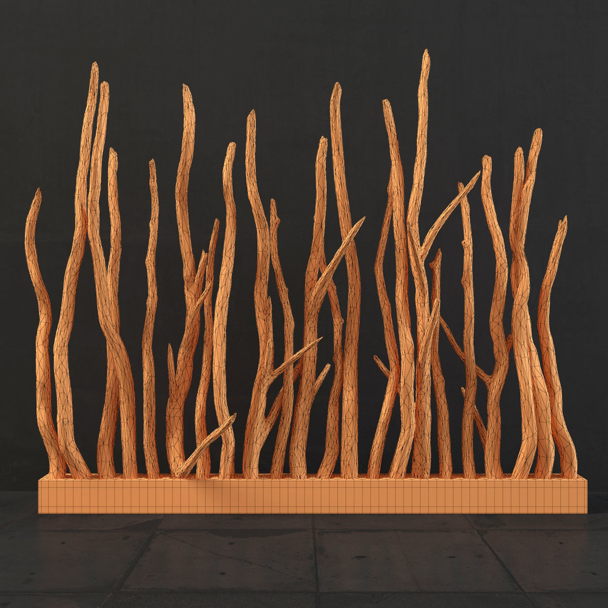 Planter wall branch crooked old n1 3D model_9