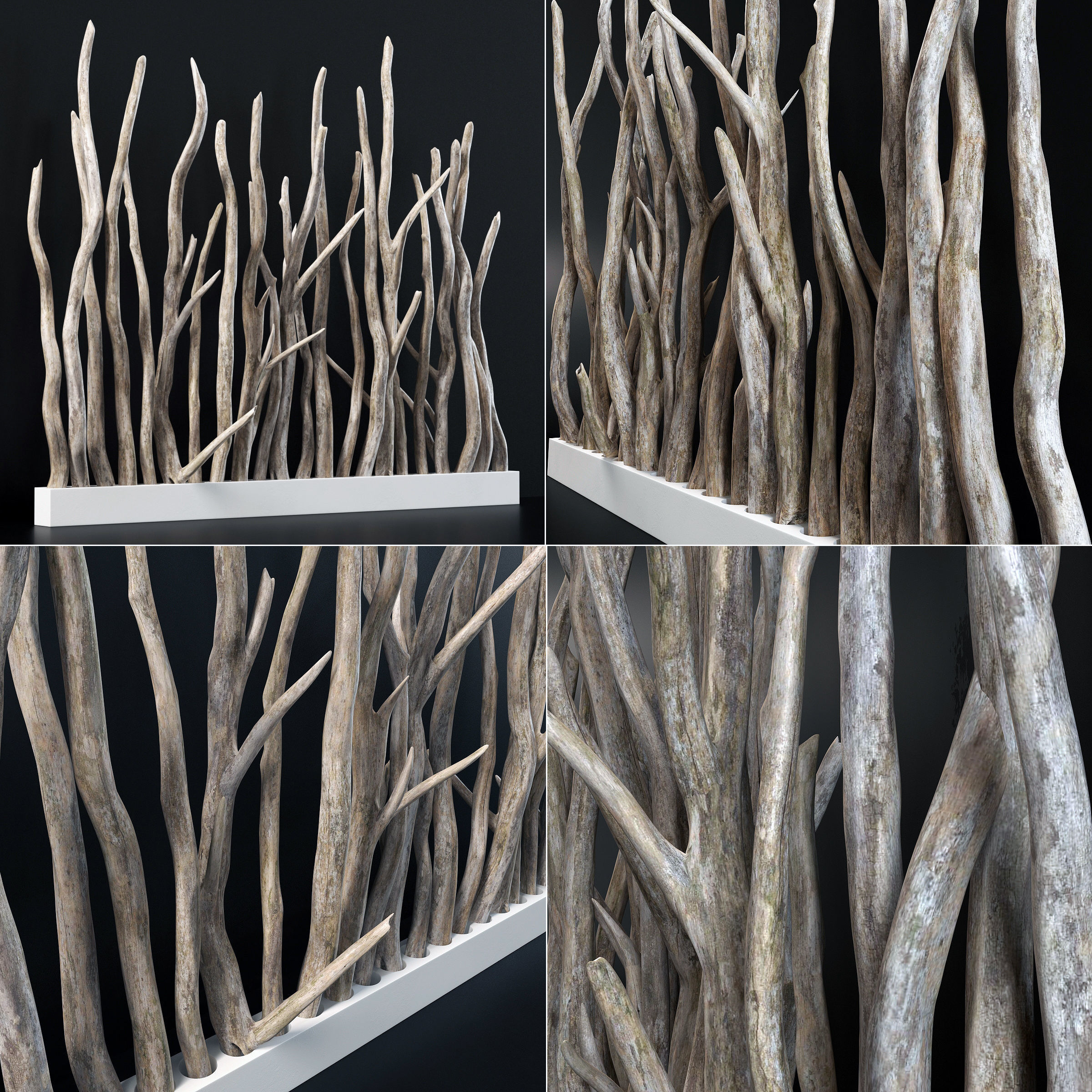 Planter wall branch crooked old n1 3D model_2
