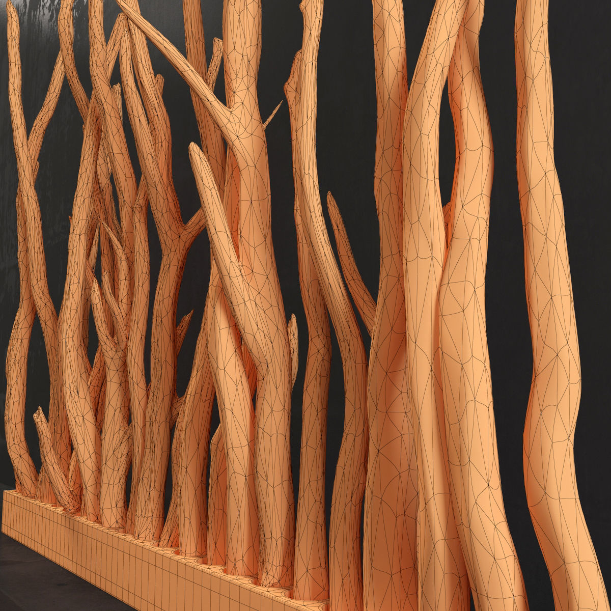 Planter wall branch crooked old n1 3D model_10