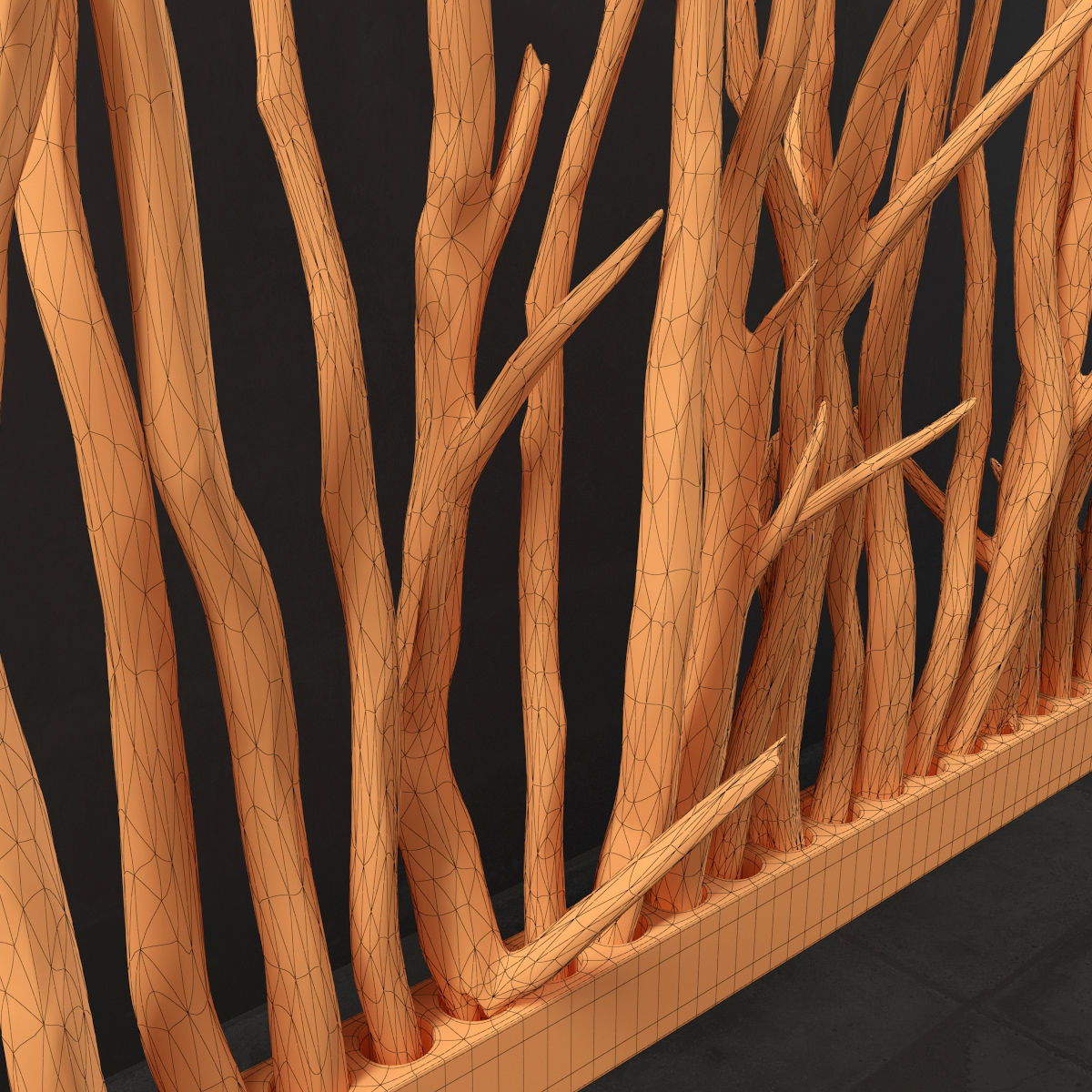 Planter wall branch crooked old n1 3D model_12