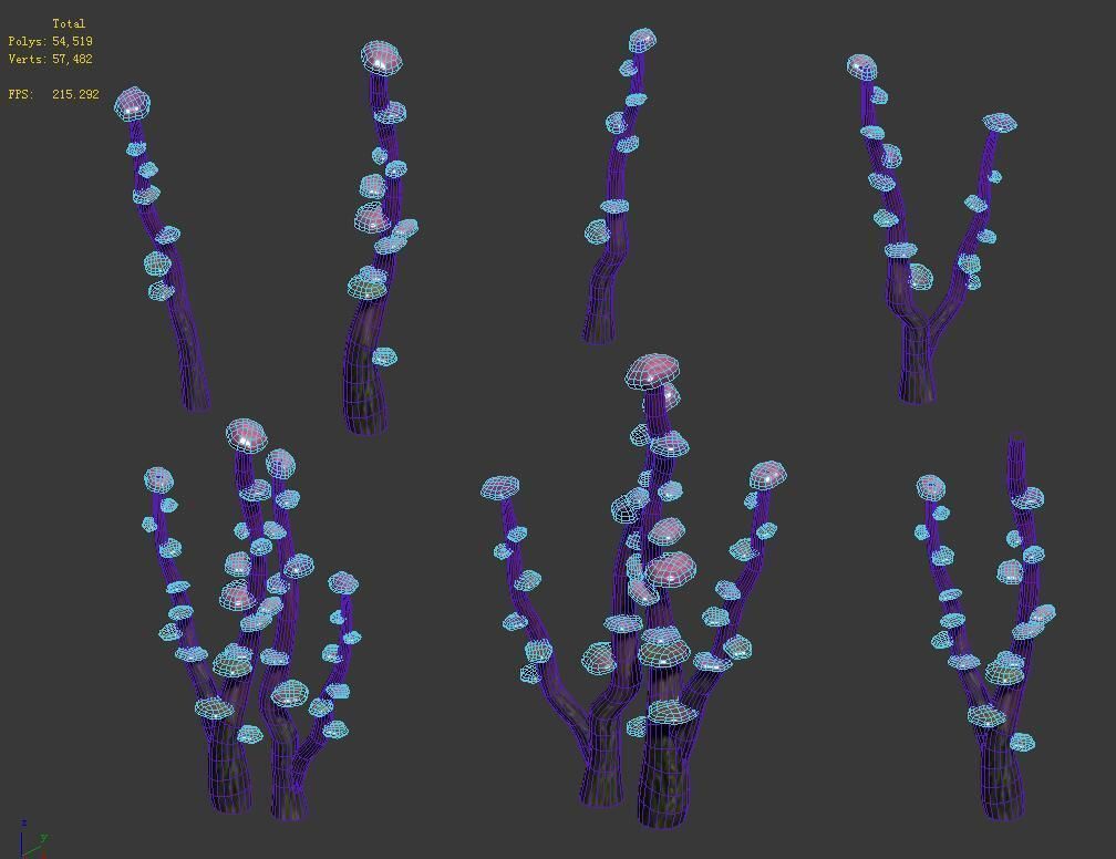 Cartoon sky city - jade pool - strange tree 3D model_2