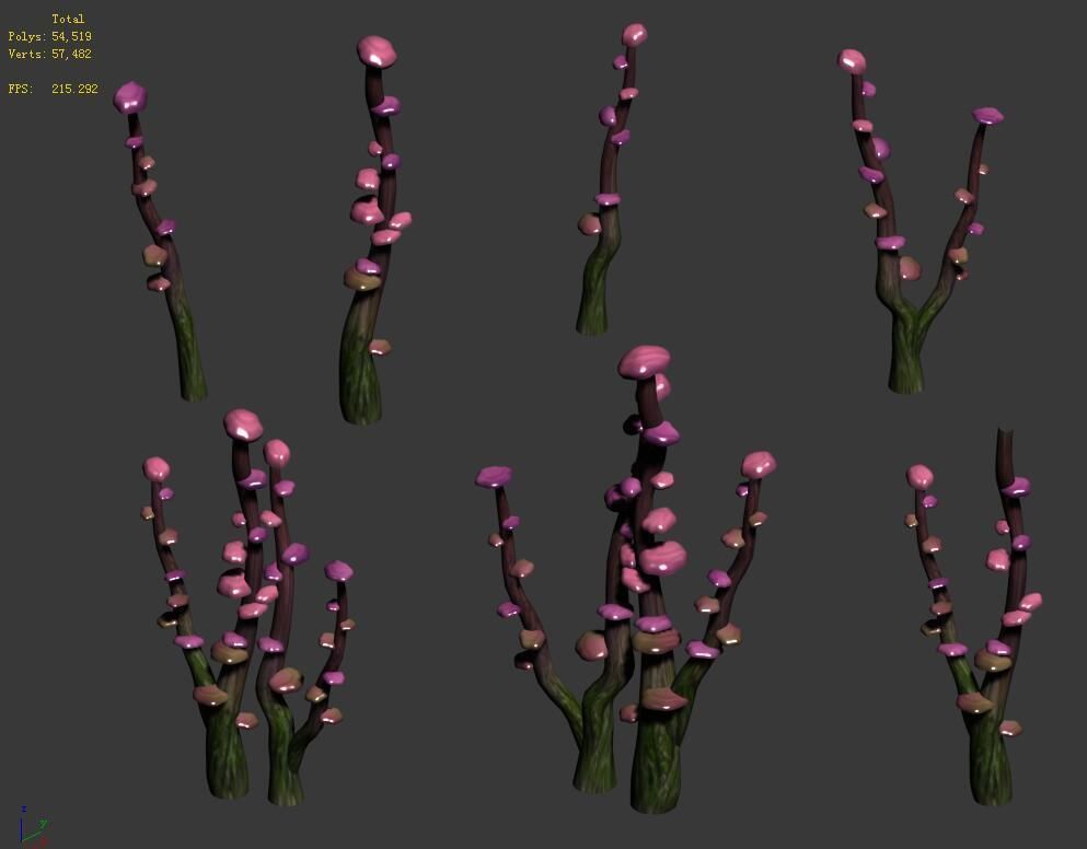 Cartoon sky city - jade pool - strange tree 3D model_1