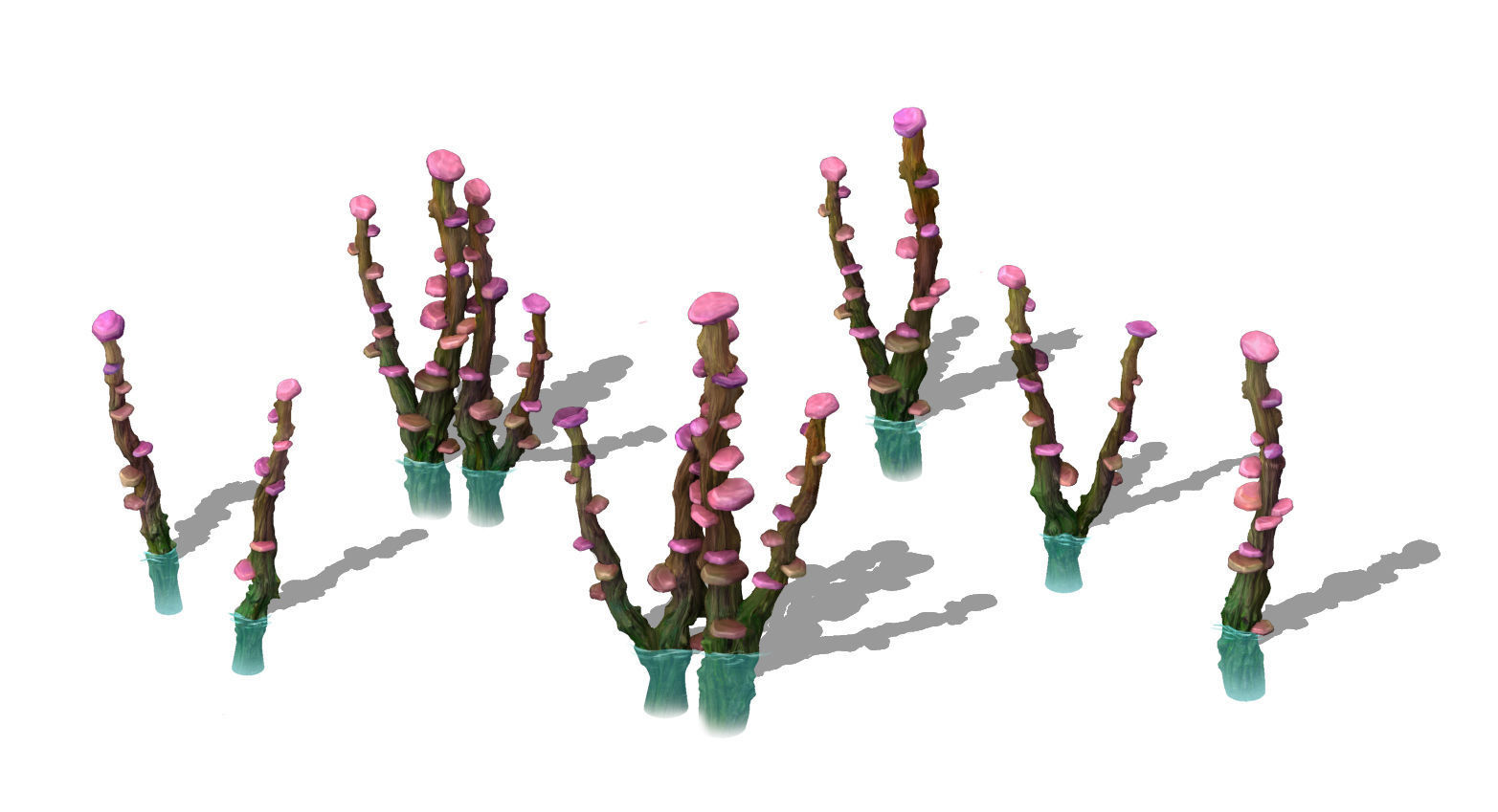 Cartoon sky city - jade pool - strange tree 3D model_7