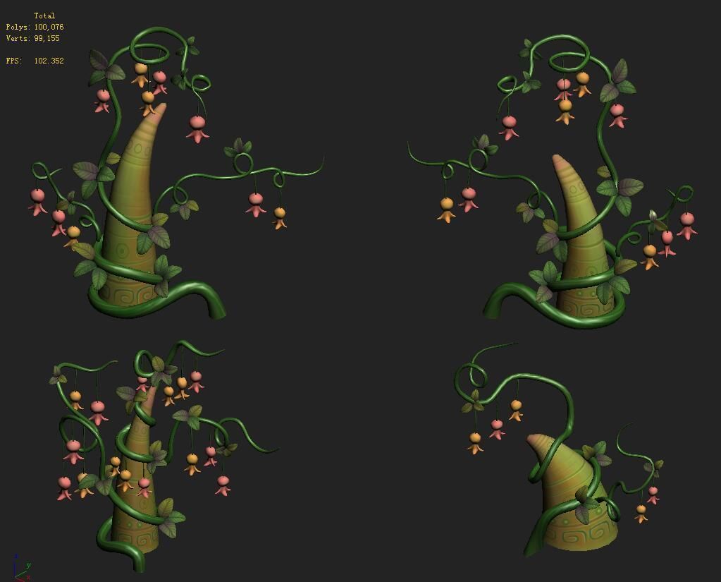 Cartoon sky city - fairy rattan stone teeth 3D model_1