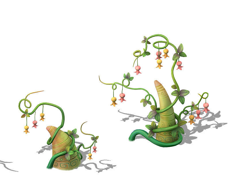 Cartoon sky city - fairy rattan stone teeth 3D model_5