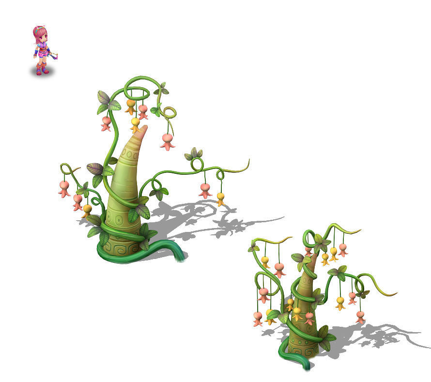 Cartoon sky city - fairy rattan stone teeth 3D model_3