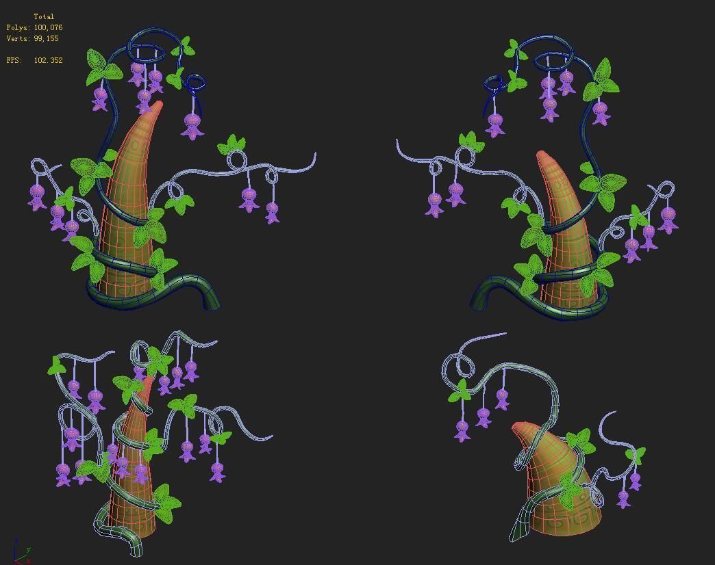 Cartoon sky city - fairy rattan stone teeth 3D model_2