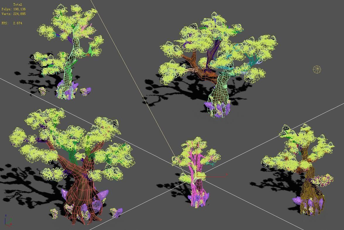 Cartoon Sky City - Xiantao Tree 01 3D model_2
