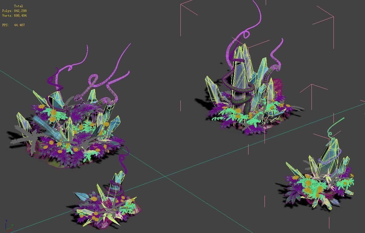 Cartoon Sky City - Nether Suspension Stone 3D model_2