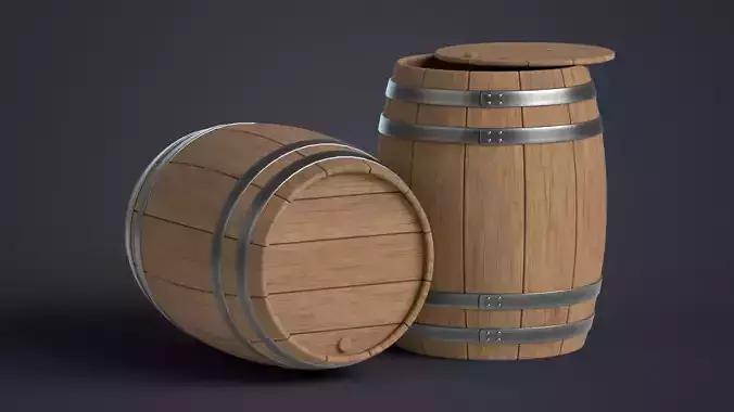 Wooden Barrel Low-poly 3D model