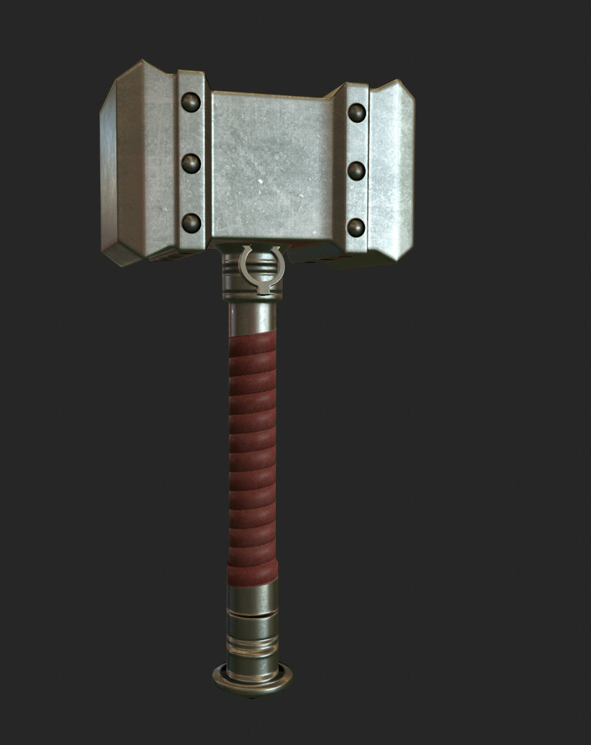 Stylized Hammer Low-poly 3D model_3