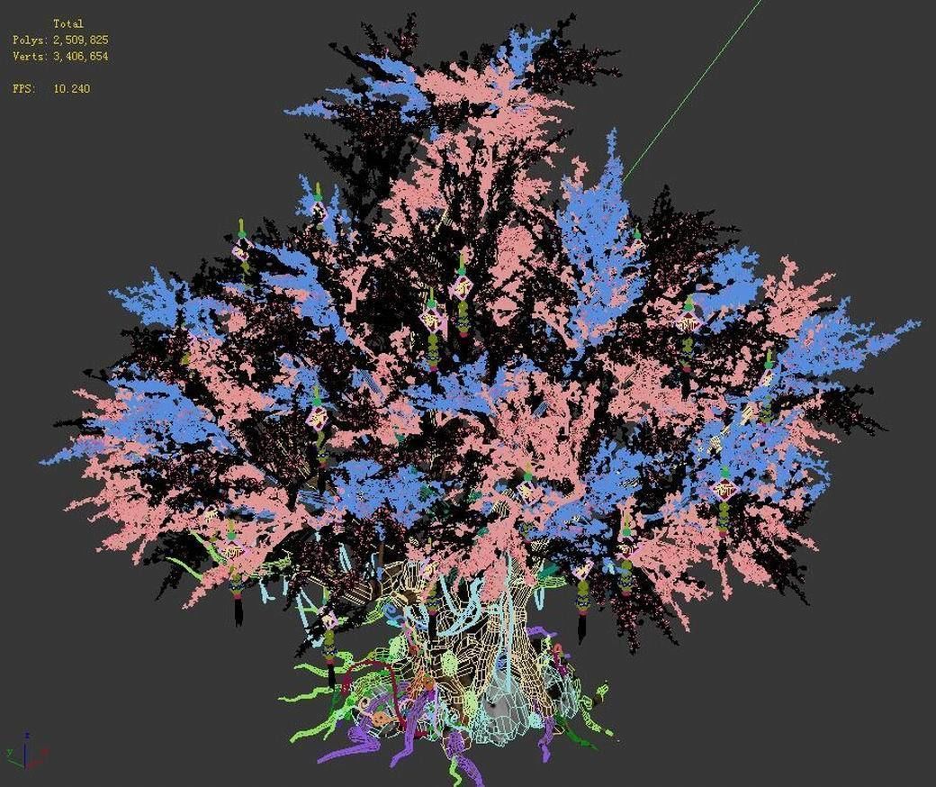 Daughter village plant - center big peach tree 01 3D model_3