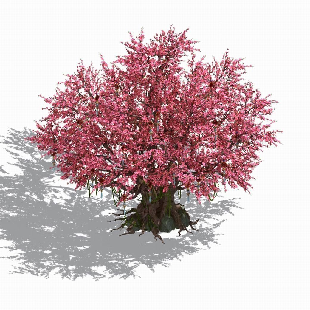Daughter village plant - center big peach tree 01 3D model_1