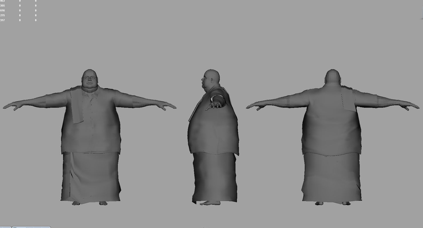 fat man traditional dress 3d model 3D model_3