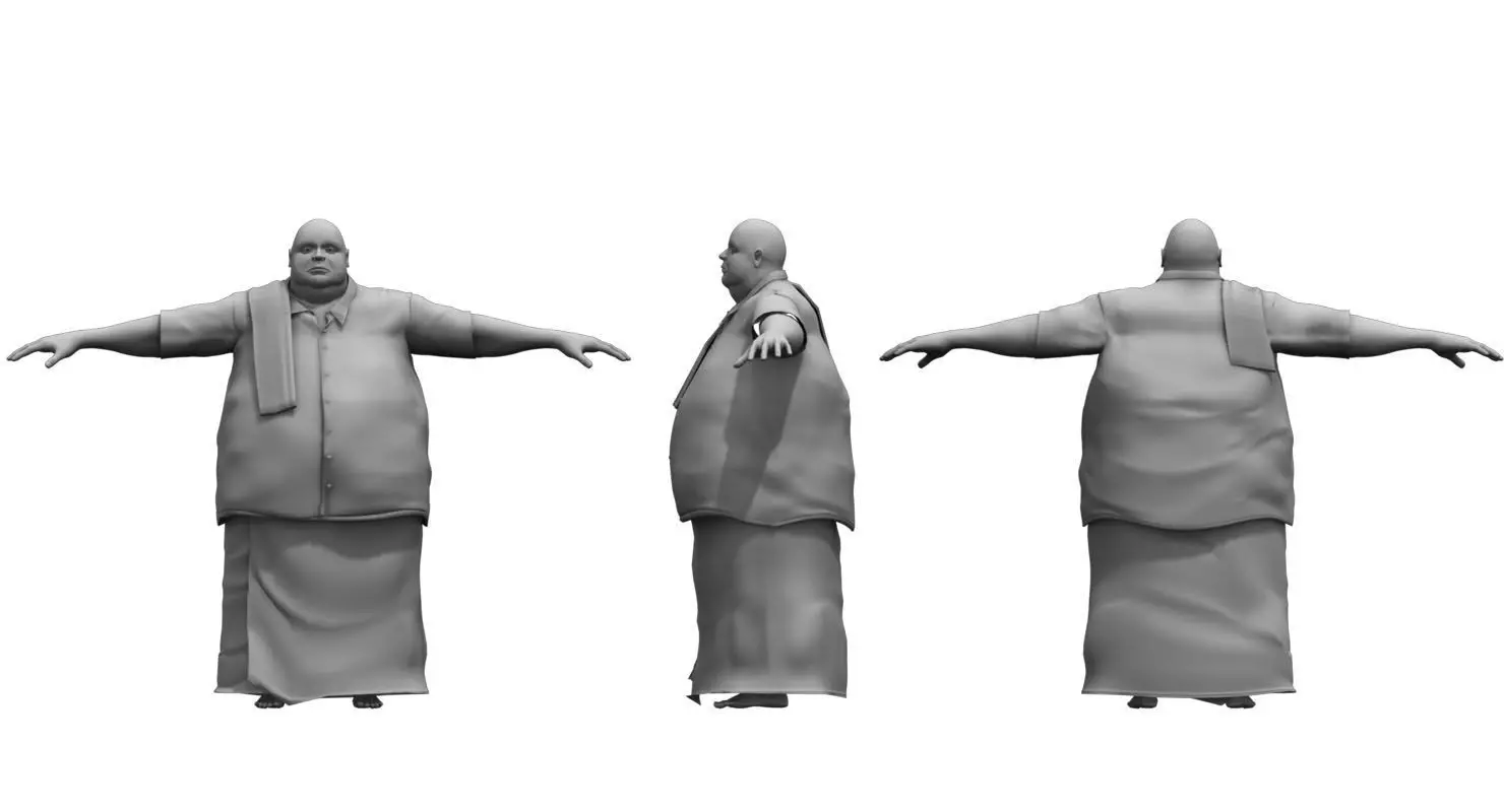fat man traditional dress 3d model 3D model_0
