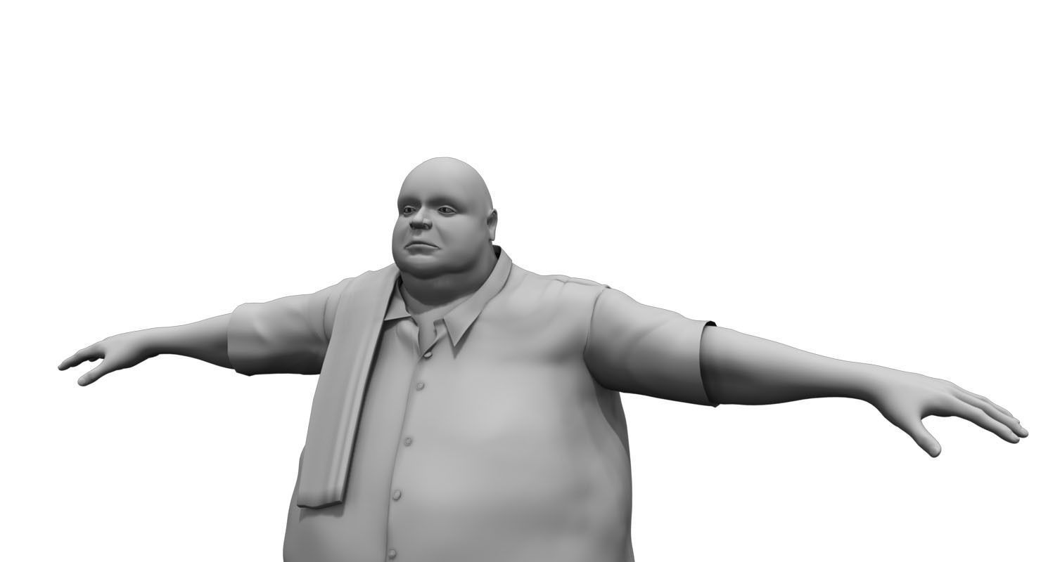 fat man traditional dress 3d model 3D model_2