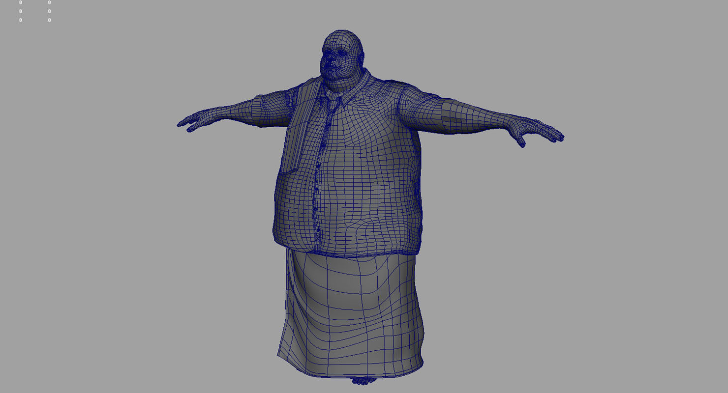 fat man traditional dress 3d model 3D model_6