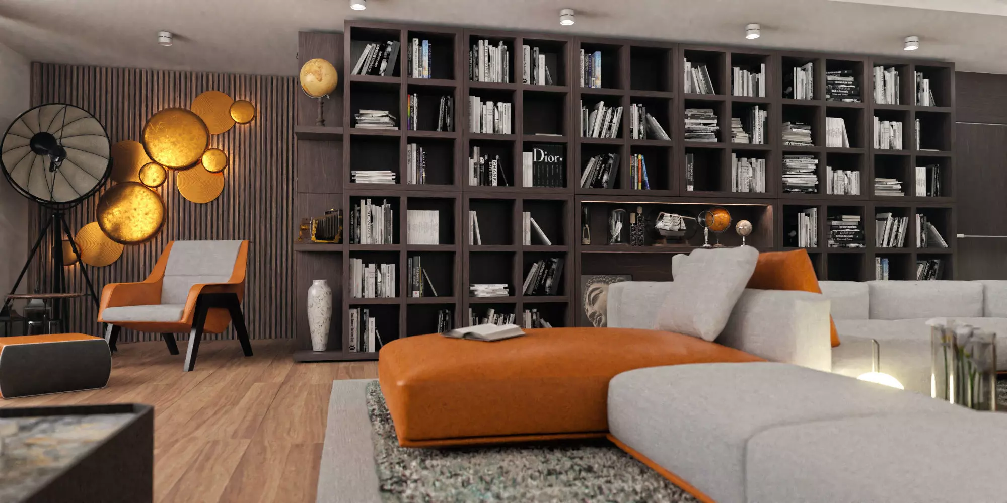 Living Room with Library 3D model