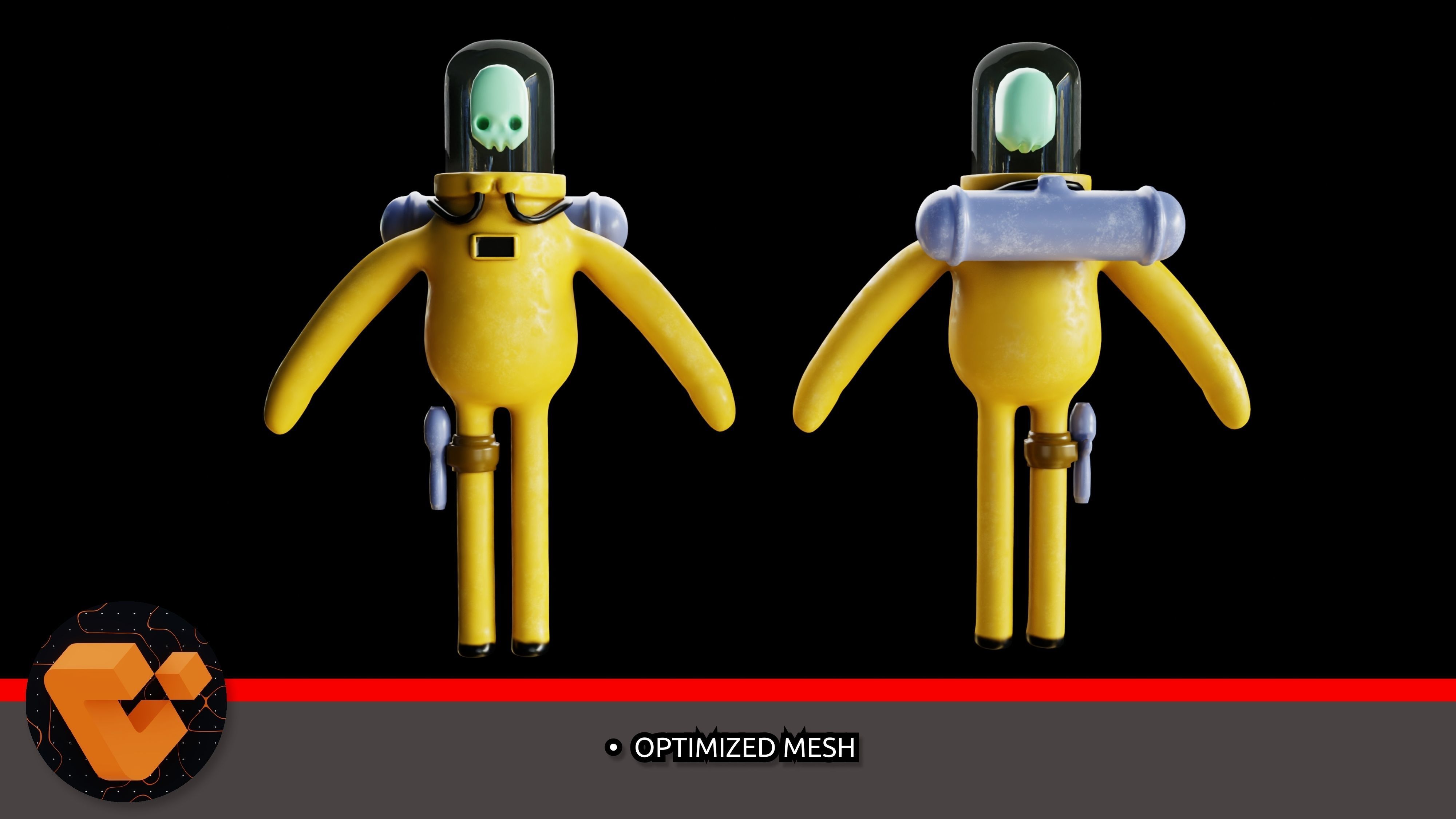 Astronaut character skeleton space Low-poly 3D model_2