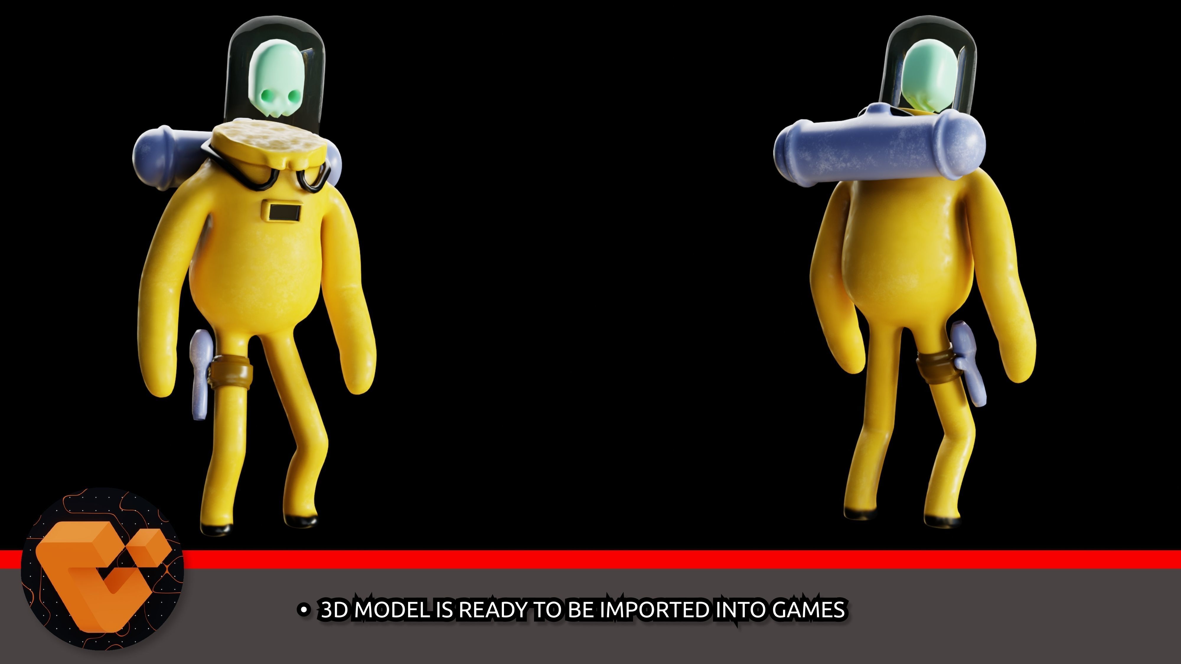 Astronaut character skeleton space Low-poly 3D model_1