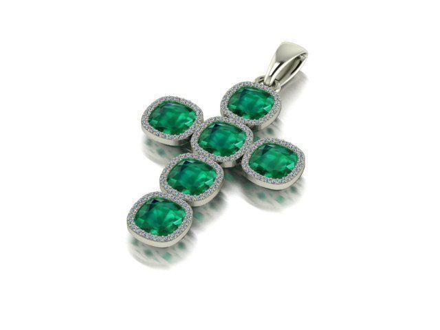 Crystal Cross Necklace 3D print model_2