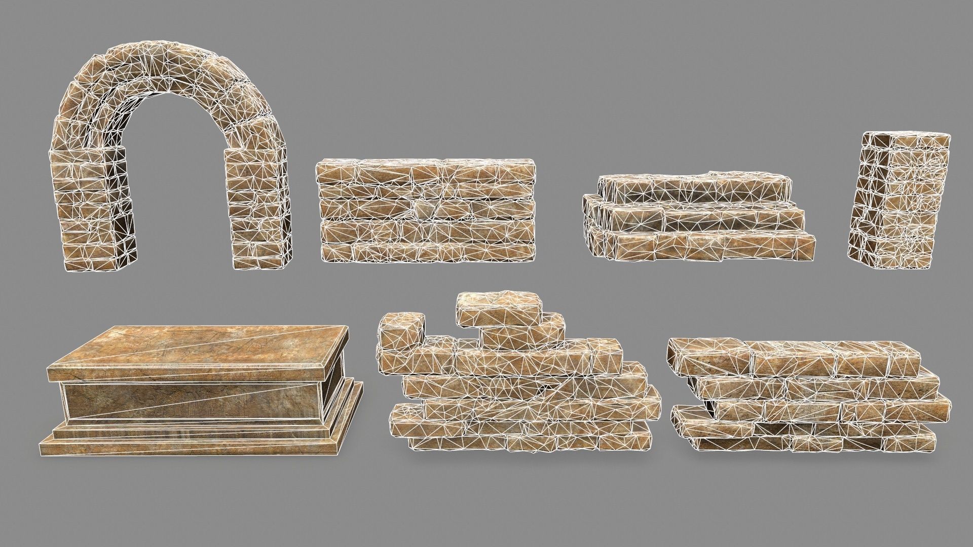 Stone Set arch Low-poly 3D model_2