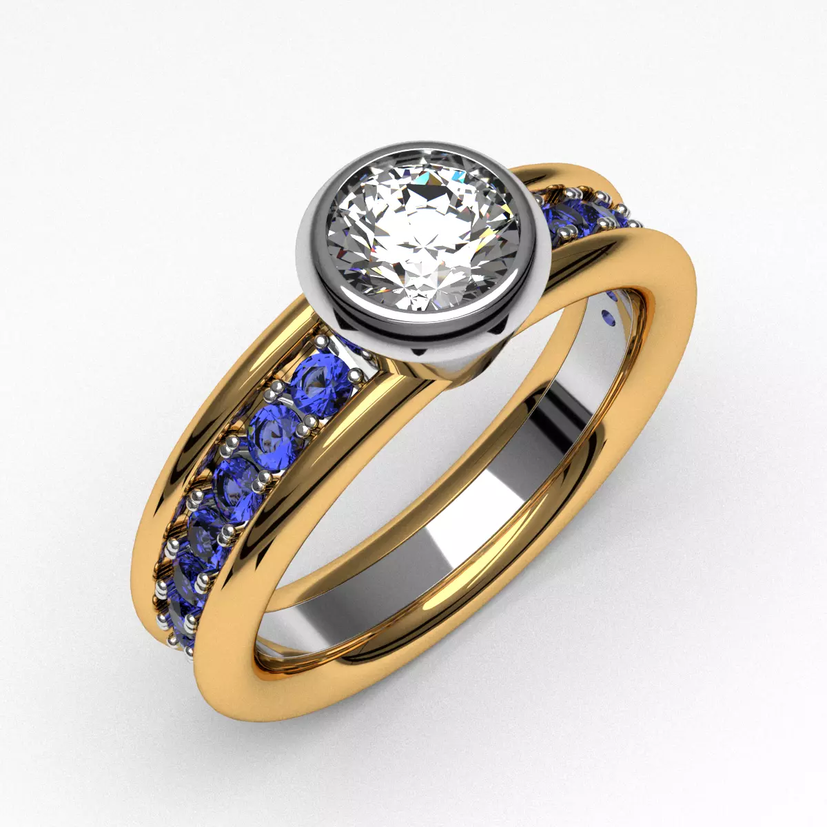 New diamond love engagement ring round stone 3D print model