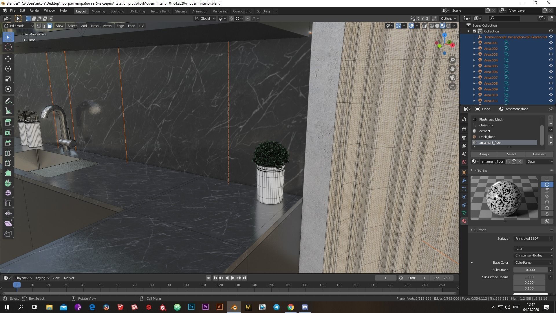 Low-poly modern interior  Low-poly 3D model_5