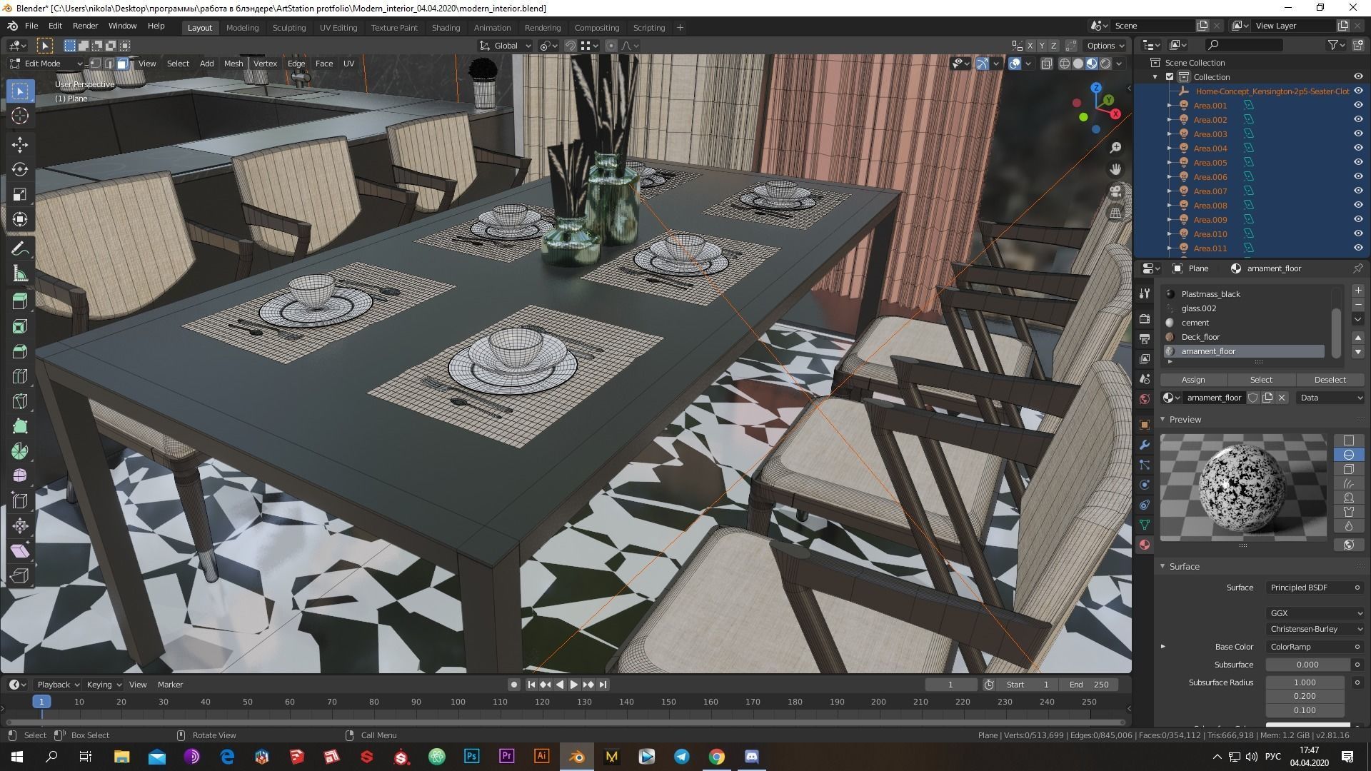 Low-poly modern interior  Low-poly 3D model_2