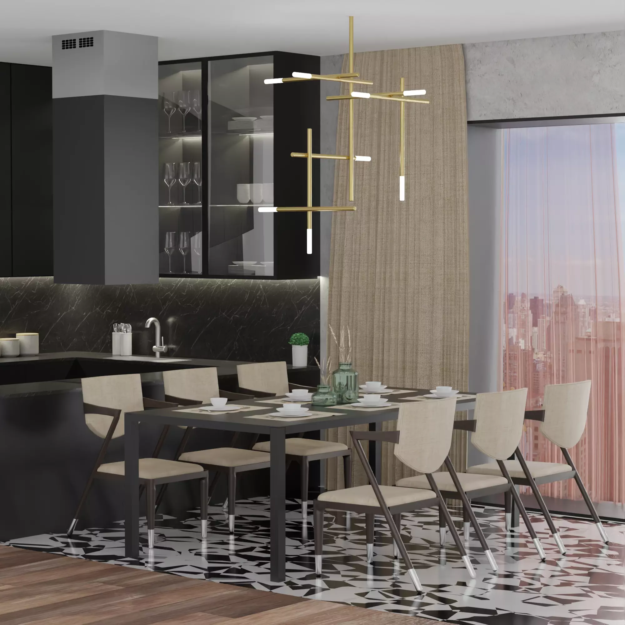 Low-poly modern interior  Low-poly 3D model_0