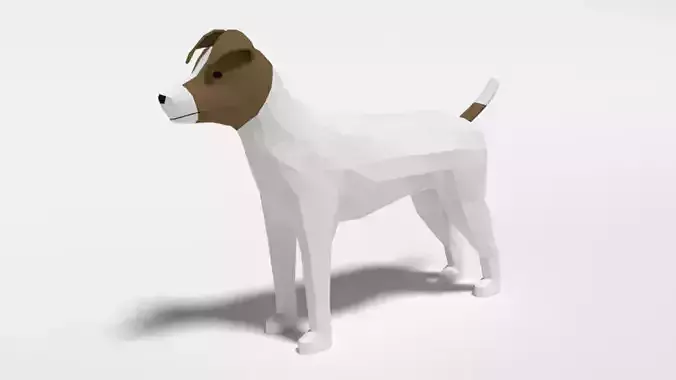Low Poly Cartoon Jack Russell Terrier Dog Low-poly 3D model