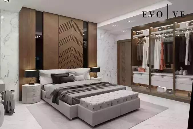 modern master bedroom interior by evolve