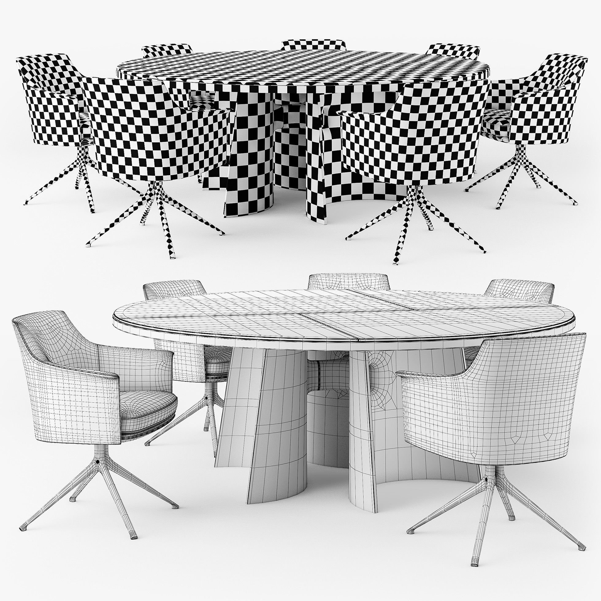 Poliform Kensington round table Stanford chair 3D model_10