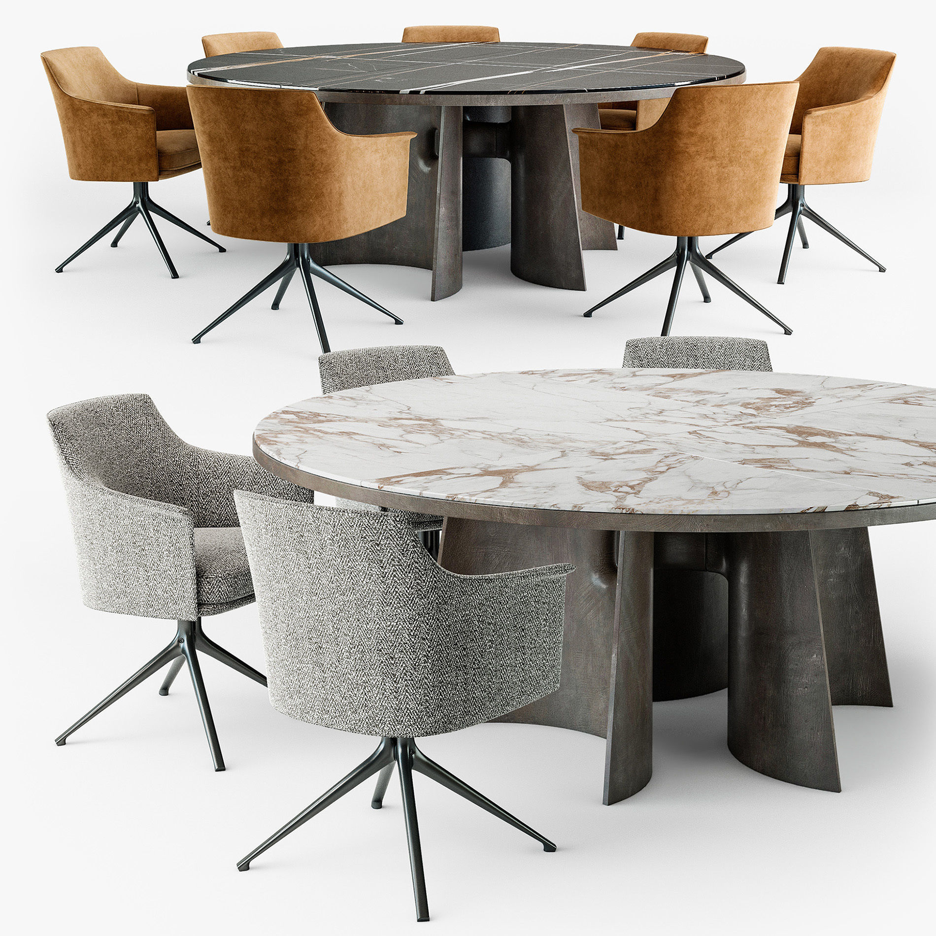 Poliform Kensington round table Stanford chair 3D model_1