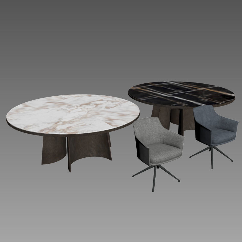 Poliform Kensington round table Stanford chair 3D model_11
