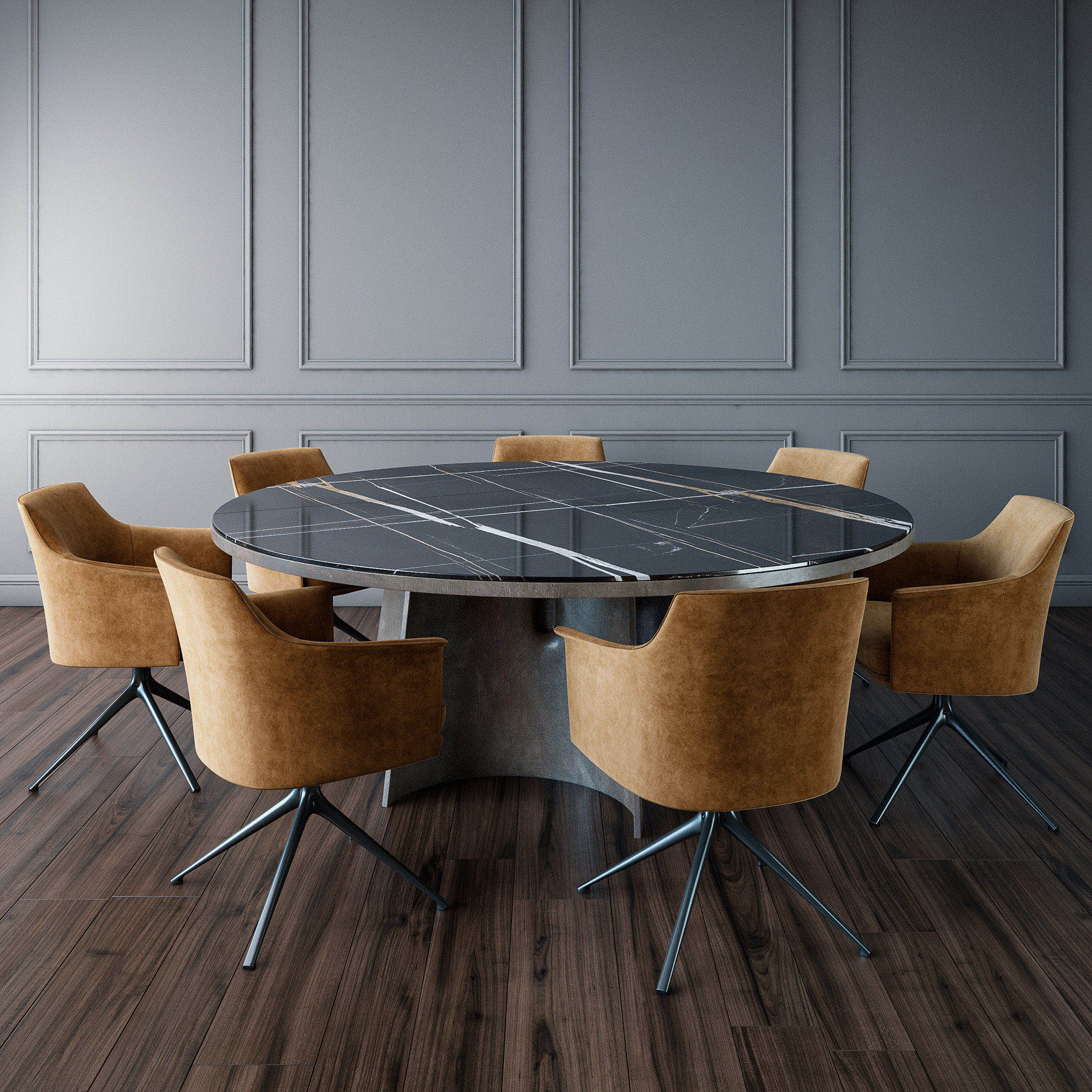 Poliform Kensington round table Stanford chair 3D model_3