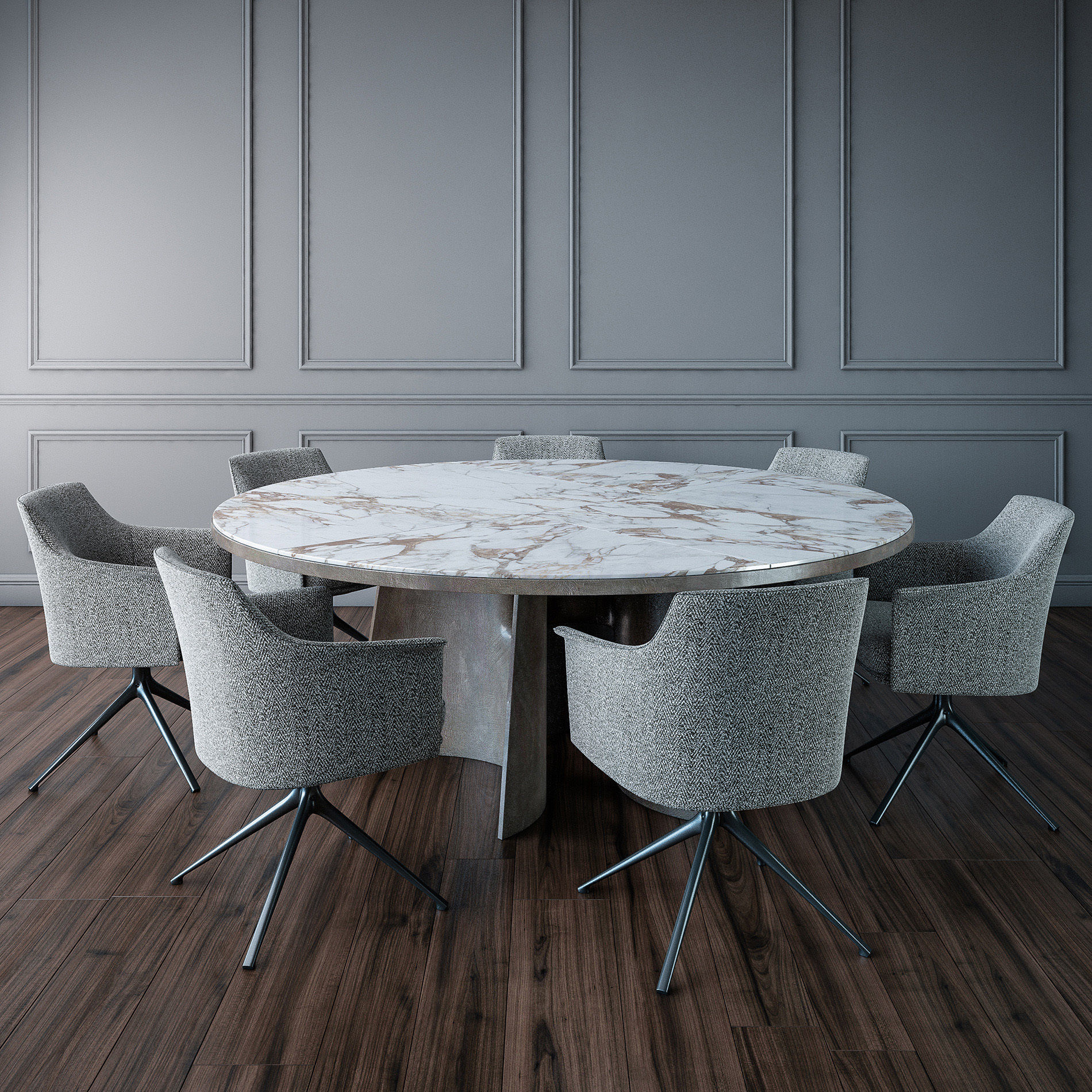 Poliform Kensington round table Stanford chair 3D model_5