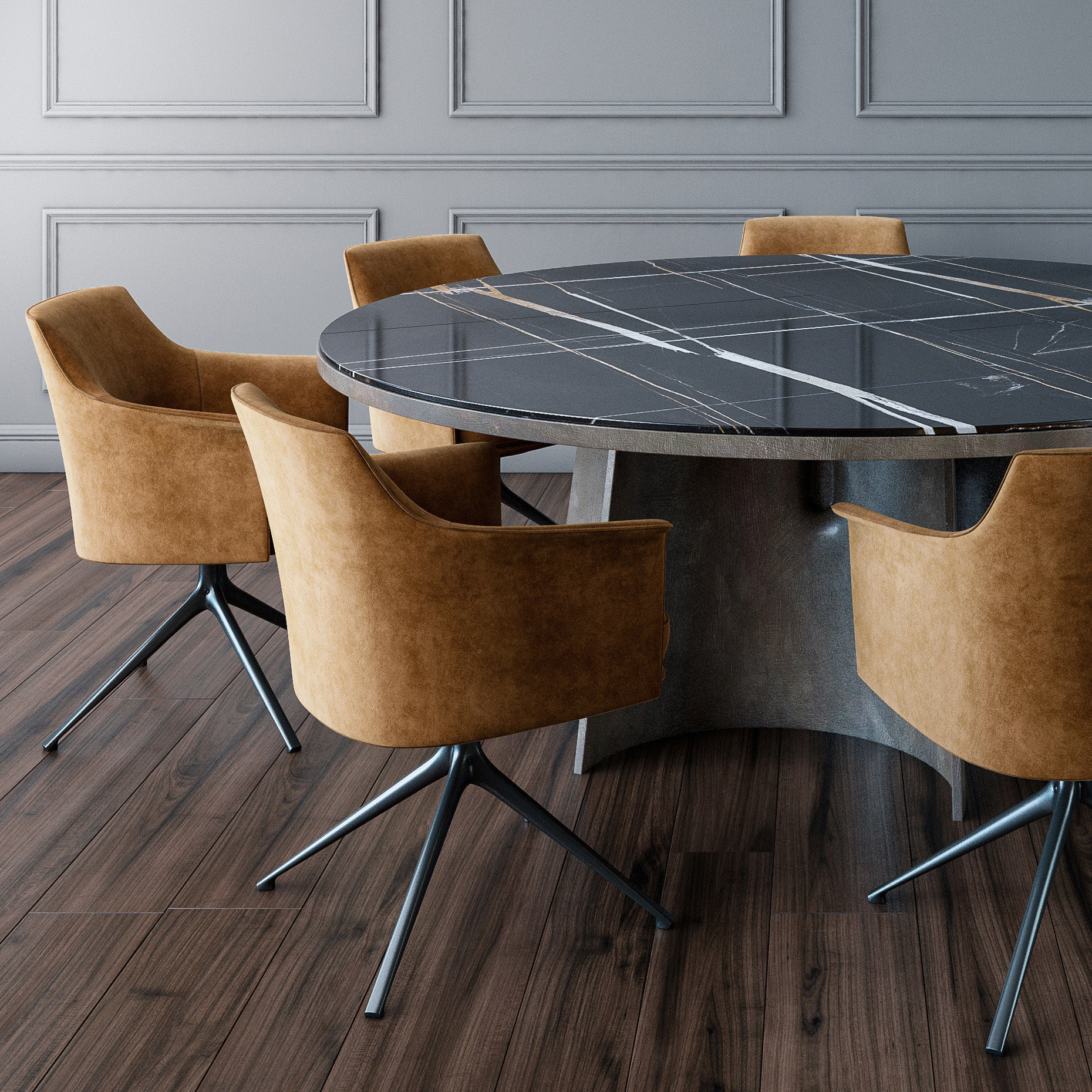 Poliform Kensington round table Stanford chair 3D model_4
