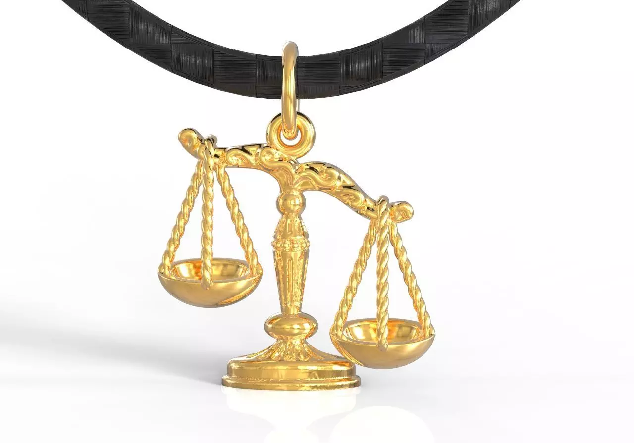 Libra scales of justice pendant 3D print model_0
