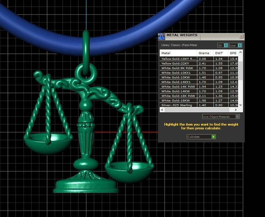 Libra scales of justice pendant 3D print model_1