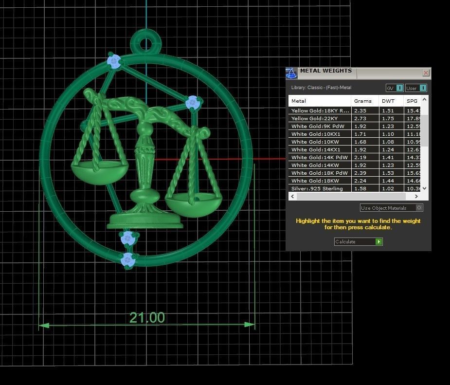 Libra pendant 3D print model_2