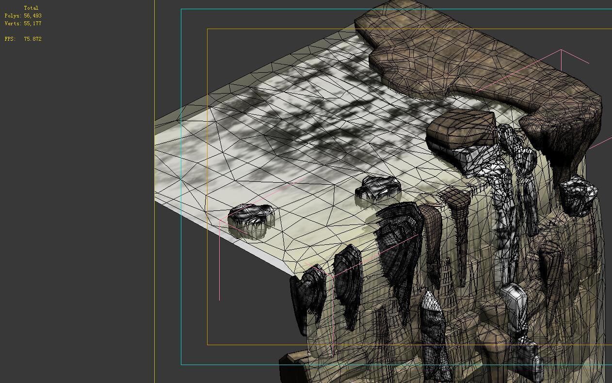 Game Model - Forest - Waterfall Cliff 3D model_1